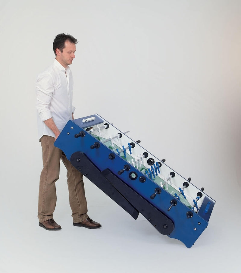 Calciobalilla in Mdf Blu con Aste Rientranti e Gambe Pieghevoli Garlando Foldy