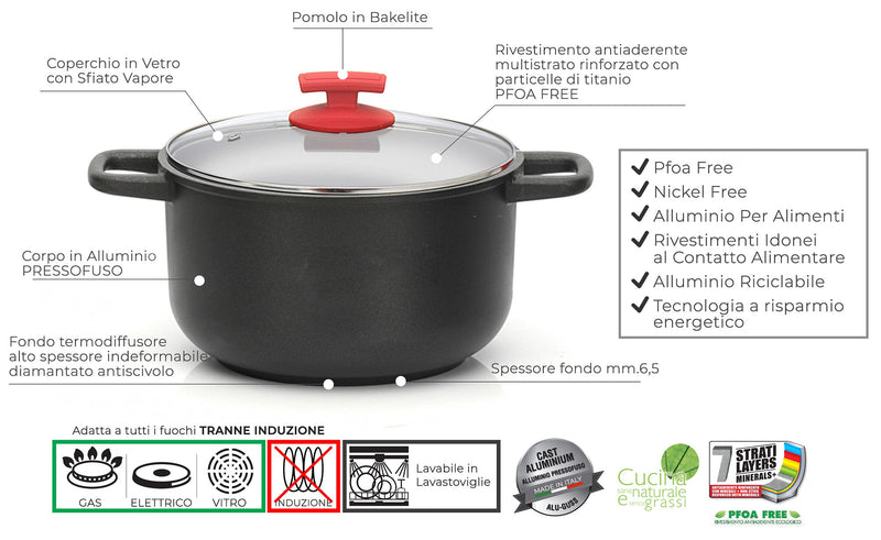 Batteria di Pentole 3 Pezzi in Alluminio Pressofuso Antiaderente Olympia Love