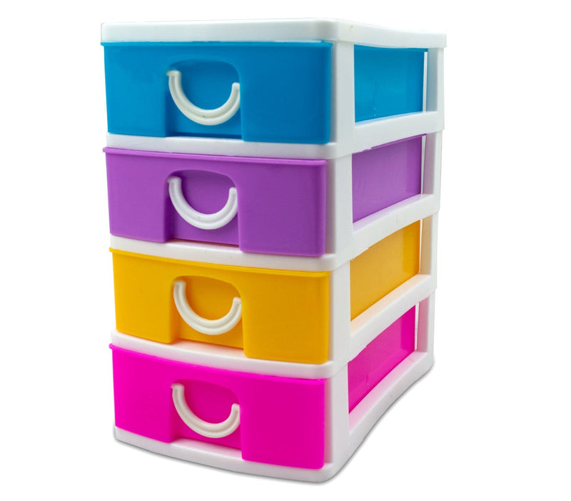 Mini Cassettiera 4 Piani 9x13x15 cm Multicolor in plastica rigida