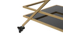 Carrello Glam Piramid 90x40x80 cm in Ferro e Specchio e MDF Oro e Nero