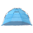 Tenda da Spiaggia Impermeabile Pop Up con Corde e Picchetti Azzurro 