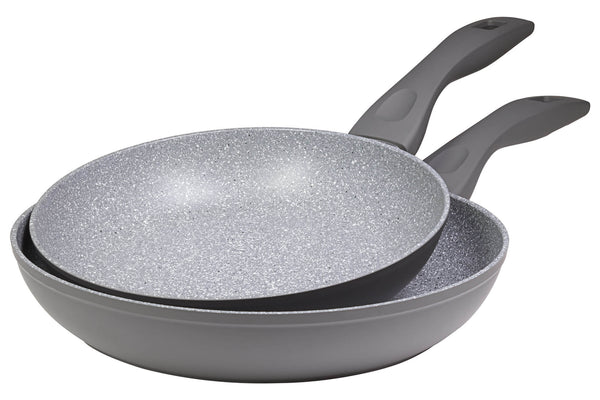 sconto Set 2 Bratpfannen 24-28 cm aus geschmiedetem Aluminium Antihaft-Induktionskollektion Rocky Grey