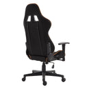 Sedia da Gaming con Rotelle Reclinabile Girevole in Tessuto Nero e Arancione 