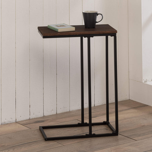 online Mehrzweck-Couchtisch 46 x 24 x 64 cm aus Metall und Paulownia Slim Black/Walnuss
