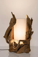 Lampada da Tavolo 55x40x80 cm E27 in Legno Pralume in Cotone Bianco