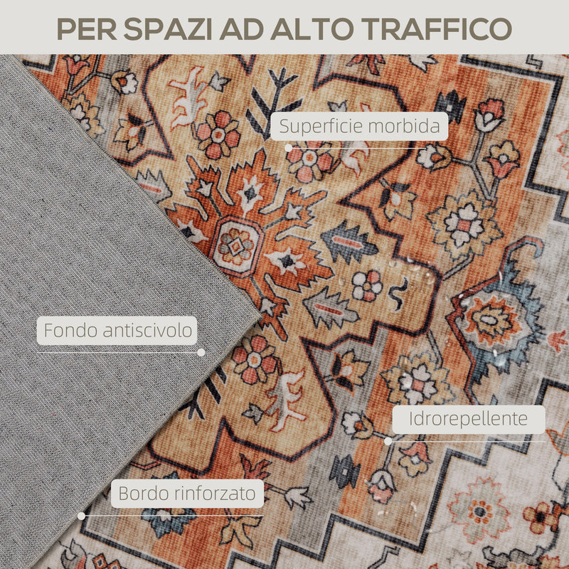 Tappeto Bohemien Antiscivolo e Lavabile 230x160 cm a Pelo Corto in Effetto Cashmere Marrone  