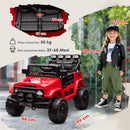 Macchina Fuoristrada per Bambini 99x66x68.5 cm con Fanali Clacson e Telecomando in PP e Metallo Rosso      