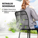 Set 4 Pezzi Sedie da Pranzo per Esterni 46x51x84,5 cm con Schienale Fessurato in Metallo e PP Nero      