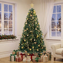 Albero di Natale Artificiale Ø100x180 cm con 240 Luci LED 755 Rami in PVC Stella Palline e Fiocchi Verde      
