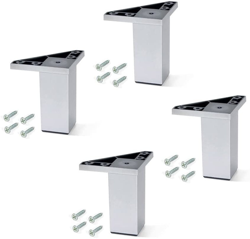 Kit 4 Piedini per Mobile H10 cm un Plastica Emuca Grigio Metallizzato