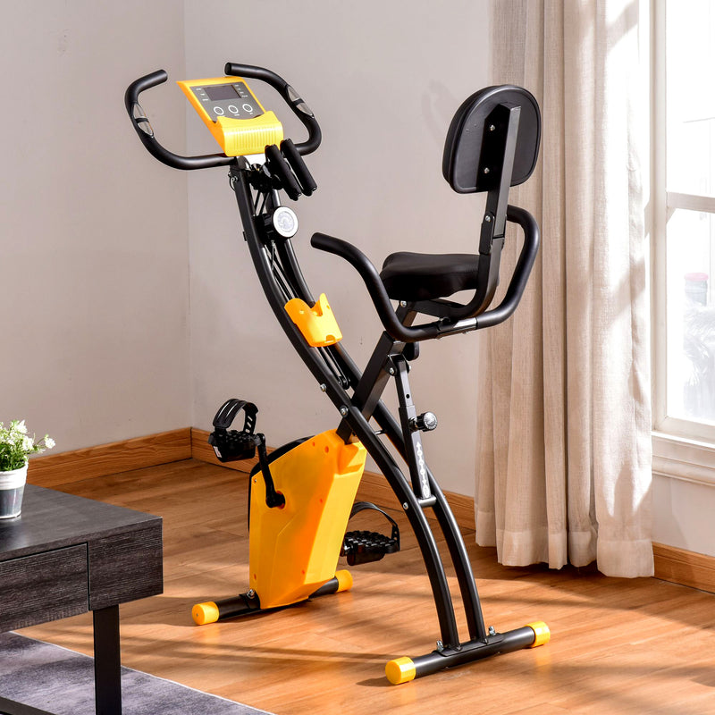 Cyclette Pieghevole con Resistenza Magnetica 8 Livelli Volano 2,5kg in Acciaio e ABS Nero e Giallo  