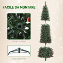 Albero di Natale 210 cm 656 Rami e 300 Luci LED Decorato con 55 Pigne e 55 Grappoli di Bacche Verde e Argento      