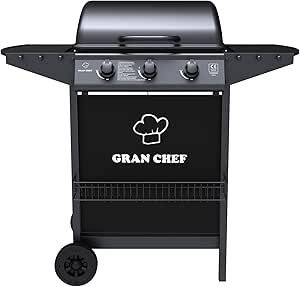 Barbecue a Gas 3 Fuochi Thomas Fuoco Principale da 2,9 kW Accensione Piezoelettrica in Acciaio Smaltato Nero online