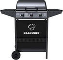 Barbecue a Gas 3 Fuochi Thomas Fuoco Principale da 2,9 kW Accensione Piezoelettrica in Acciaio Smaltato Nero