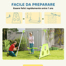 Gioco per Bambini 3 in 1 238x180x182 cm con 2 Altalene Canestro e Porta da Calcio Verde e Grigio   