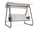Dondolo da Giardino 3 Posti con Cuscini 210x138x182h cm in Acciaio e Poliestere Dedalo Grigio Chiaro