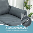 Divano 3 Posti Componibile Modulare con Pouf Poggiapiedi e Cuscini 213x156x88 cm Grigio Scuro  
