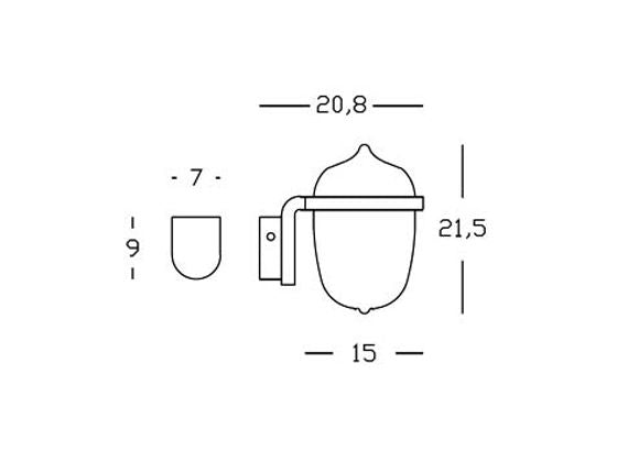Lampada Applique Quadra Colore Bianco e Oro per Esterno Linea Short Sovil
