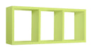 Mensola Rettangolare 3 Scomparti da Parete 70x30x15.5 cm in Fibra di Legno Tristano Verde
