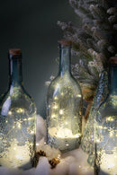 Bottiglia Decorativa con Neve e Led 40 cm in Vetro e Plastica