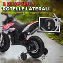 Moto Elettrica per Bambini 3+ Anni con 12V Doppi Motori e Rotelle Rimovibili Capacità 30kg Bianco      