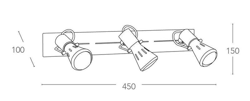 Faretti Tre Spot Orientabili Metallo Cromato E14