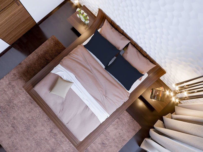 Coppia di Federe 52x82 cm in Microfibra Tinta Unita Blu Scuro