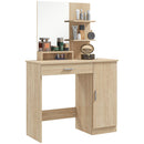 Consolle Trucco 90x38x138 cm con Specchio Cassetto e Mobiletto in Truciolato Colore Acero