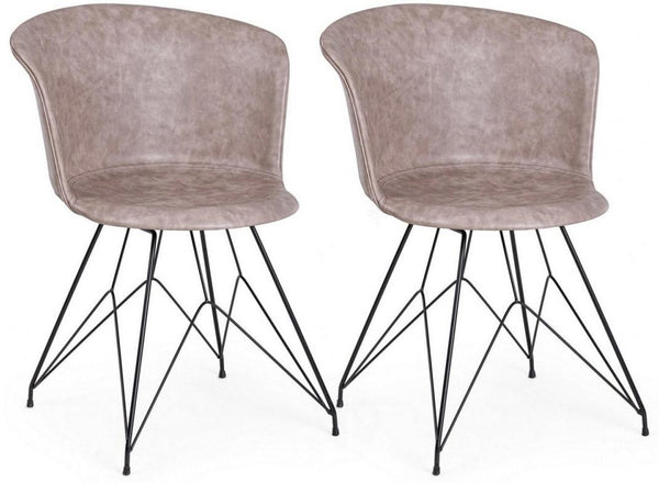 online Set mit 2 Stühlen 56 x 54 x 76 cm in schwarzem und beigem Kunstleder