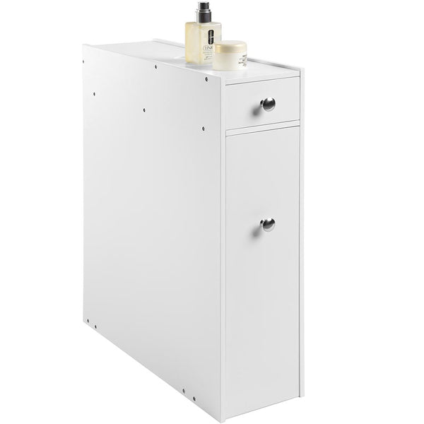 acquista Mobiletto Salvaspazio Bagno Mobile in Legno MDF Bianco con Cassetti 48x16x58cm