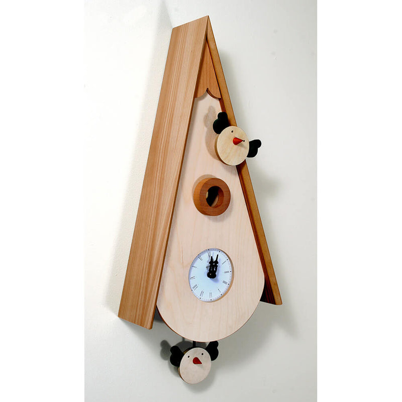 Orologio a Cucù da Parete 26X54X14Cm Pirondini Italia Uccellini Faggio e Betulla