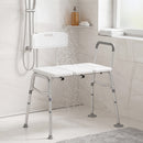 Sedia per Vasca da Bagno 86x60x89-101 cm con Schienale e Bracciolo Altezza Regolabile in 10 Livelli Fino a 136 kg Bianco      