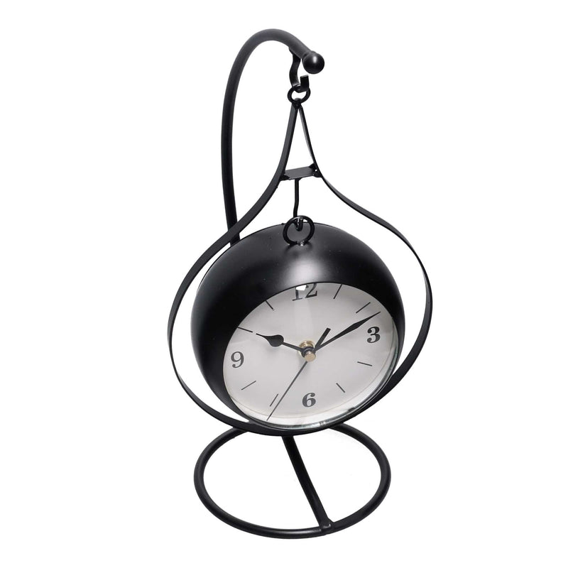 Orologio da Tavolo Pendolo 16x13,5xh33 cm in Metallo Nero