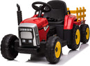 Trattore Elettrico per Bambini 12V con Rimorchio Rosso