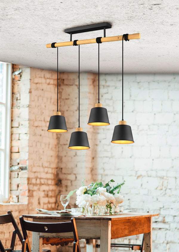 acquista Innenpendelleuchte E27 aus mattschwarzem Metall