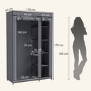 Armadio in Tessuto Salvaspazio 110x45x175 cm con Barra Appendiabiti e 5 Ripiani Struttura in Acciaio Grigio      