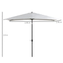Ombrellone da Giardino 2x3 m Palo Ø38 mm Rettangolare in Alluminio Beach Bianco Crema