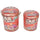 Set 2 Pouf Round Container aus rotem MDF