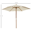 Ombrellone da Giardino 2.5x2.5 m Palo Ø38 mm in Legno Crema 
