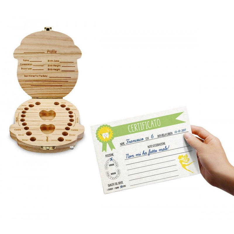 Cofanetto in legno porta dentini da latte per maschietto