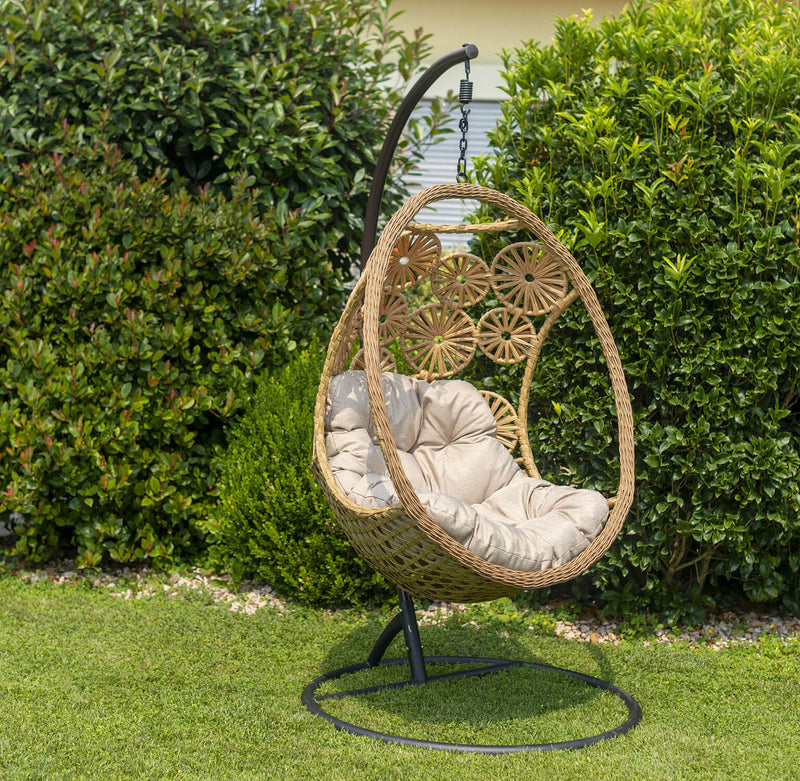 Amaca Dondolina da Giardino 116x100x200 cm Clinton Beige