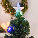 Albero di Natale Artificiale 150 cm 180 Rami 36 Luci LED e Fibre Ottiche Colorate Verde