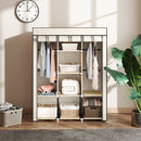 Armadio Salvaspazio 125x43x162,5 cm con Base Rialzata 8 Ripiani e 2 Barre in Tessuto non Tessuto e Acciaio Crema      