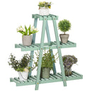 Portapiante a 3 Livelli 76x26x76 cm  in Legno di Abete Verde Chiaro