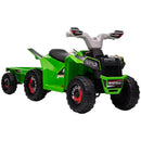 Quad Elettrico per Bambini 6V con Rimorchio Pedale Marce Avanti e Indietro Verde      