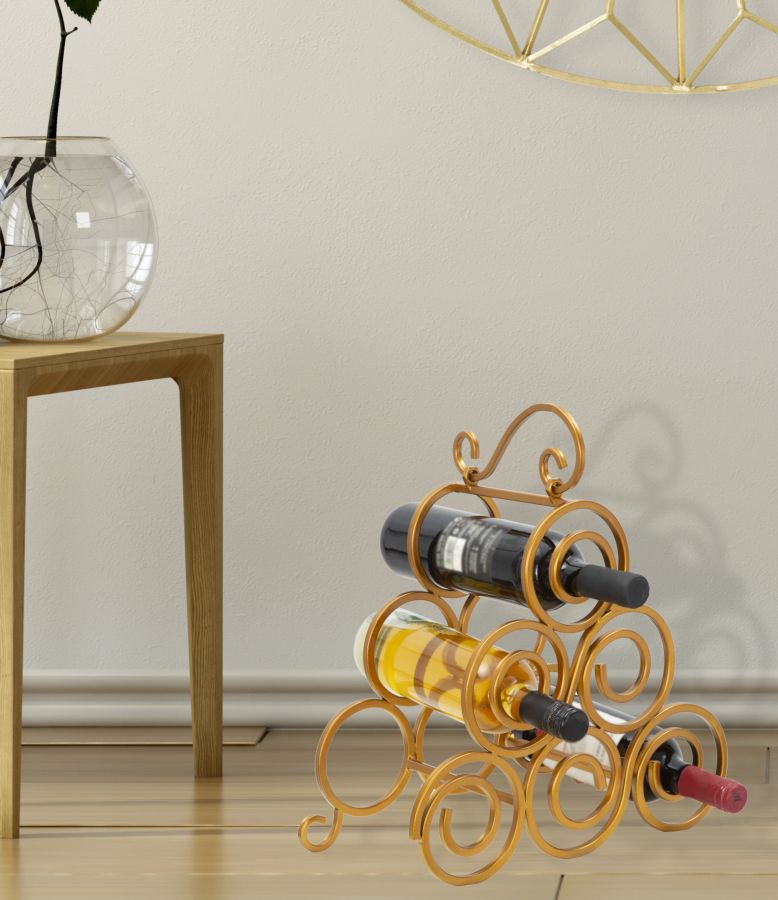 Porta Bottiglie Glam Ring 6 Posti 36x17,5x33,5 cm in Ferro Oro