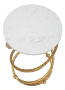 Tavolinetto Spiral Marble Ø27,5x47,5 cm in Ferro e Marmo Oro e Bianco