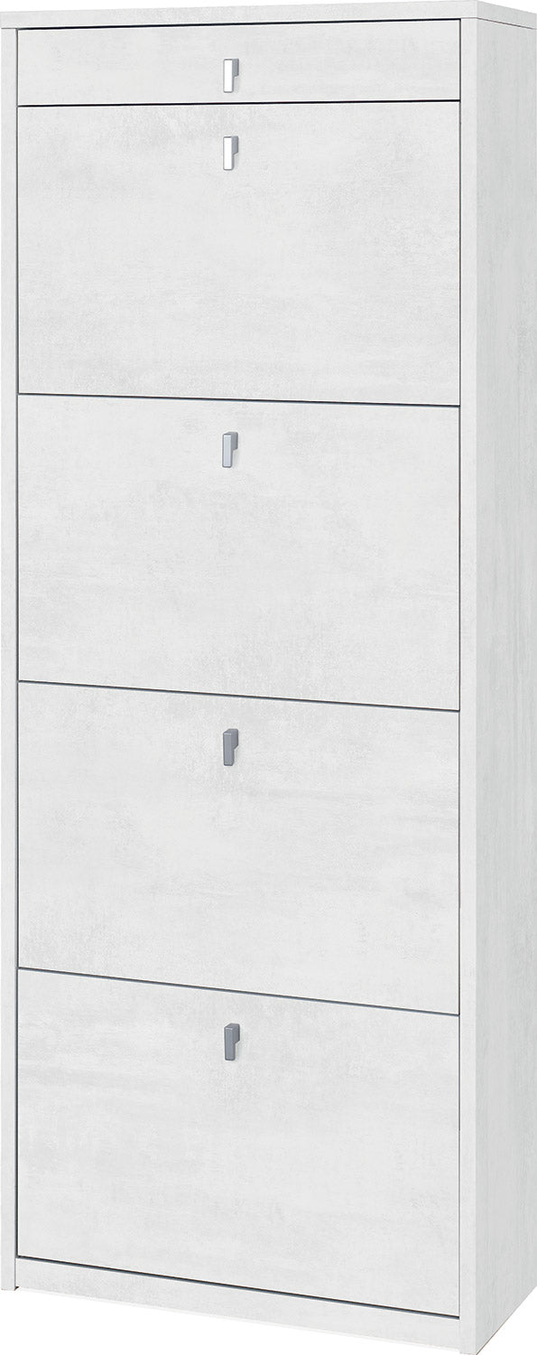 prezzo Schuhschrank 4 Türen 1 Schublade 63 x 164 x 29 cm Oxidweiß