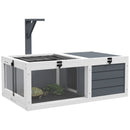 Casa per Tartarughe di Terra 81x48x31,5 cm con 2 Coperchi Apribili e 2 Spazi in Legno di Abete Grigio      