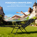 Set 2 Sedie Sdraio a Gravità Zero Pieghevoli con Schienale Regolabile e Tavolino in Texteline Nero      